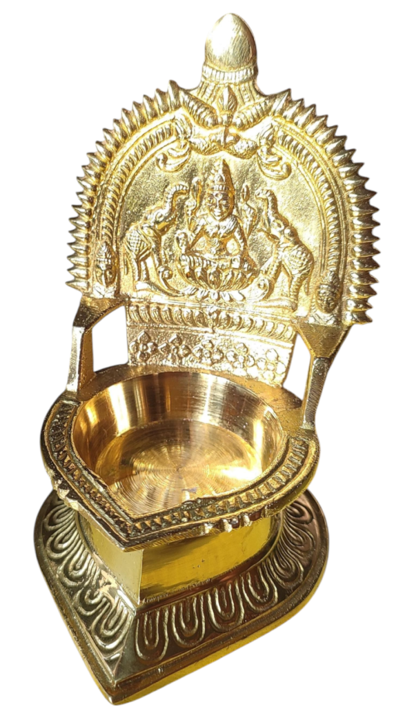 AREMBI-Traditional Brass Diya for Pooja Aarti for Home Temple Decor Gifts Handcrafted Hindu Religious Sri Kamatchi Amman Vilakku -6 INCHES.