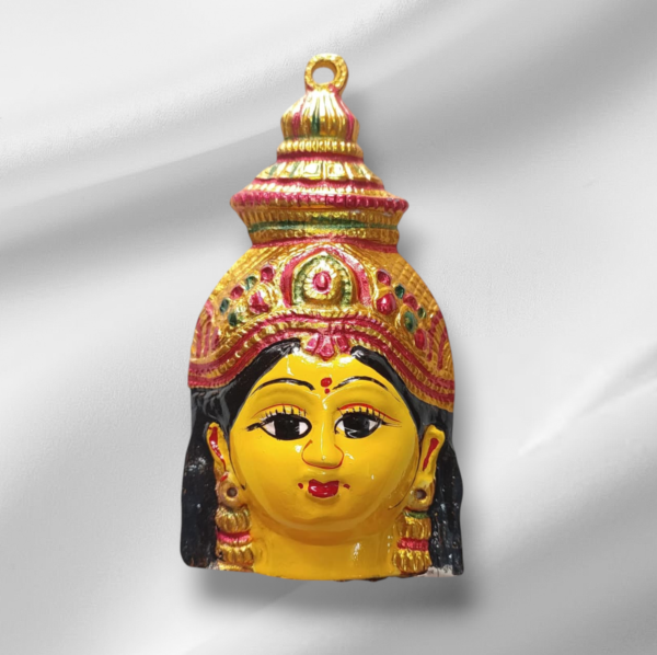 Arembi-Metal Amman Face Wall Hanging, 6 Inch, Goddess for Varalakshmi Pooja, Navaratri Pooja, Home Decor