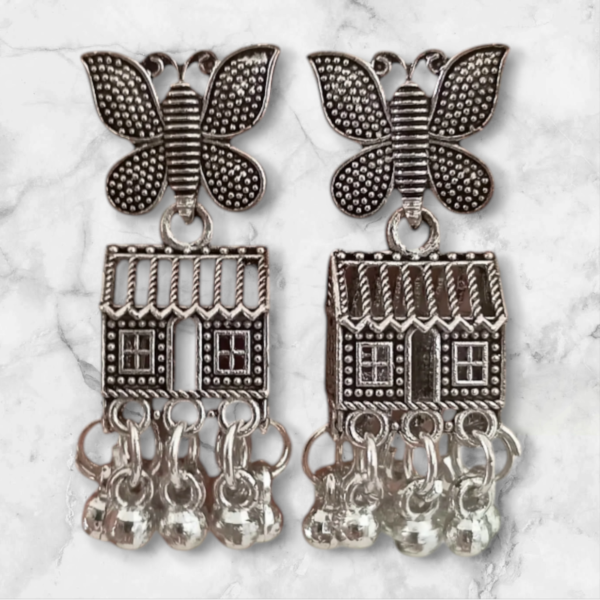 AREMBI-BUTTERFLY DESIGN earrings for women fashion jhumka oxidised Silver Earrings for women -stylish jhumkas traditional Earrings For girls