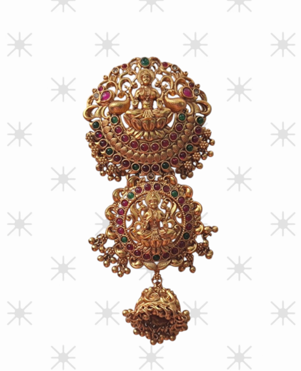 AREMBI Traditional Bridal Hair Billa Accessories, Bharatanatyam And Wedding Hair Decoration Jewellery Set, 11.4 cm