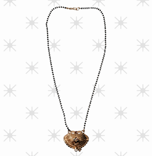 AREMBI-NO-1005- MANGALSUTRA,Traditional Pendant chain - Gold Palted Chain- special occasions- 18 Inches, Black and Gold colour-pack of 1
