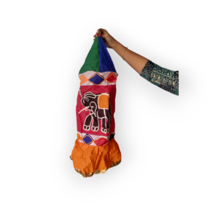 Arembi-Thombai Decorative Temple foldabel Hanging, Multicolor Elephant Design, Pooja Room and Chariot Decor, 60 cm- one Set (2 nos).